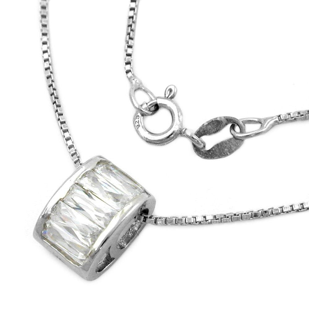 Necklace With Round Pendant Zirconia Silver 925