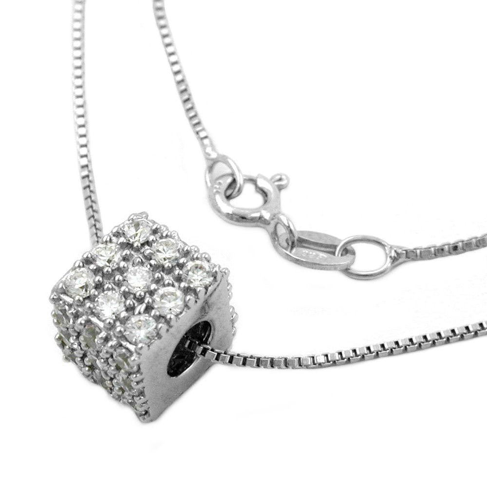 Necklace With Cubic Pendant Zirconia Silver 925