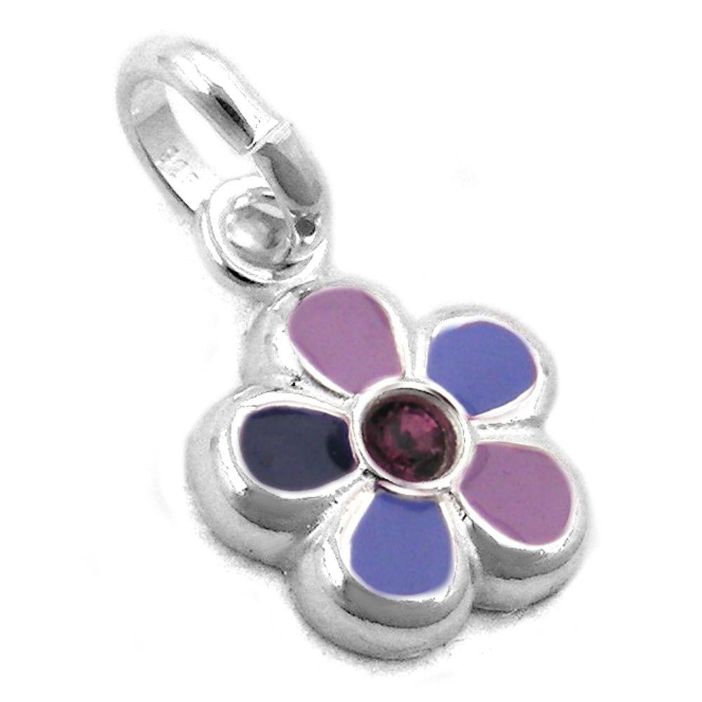 Pendant For Children Purple Flower Silver 925