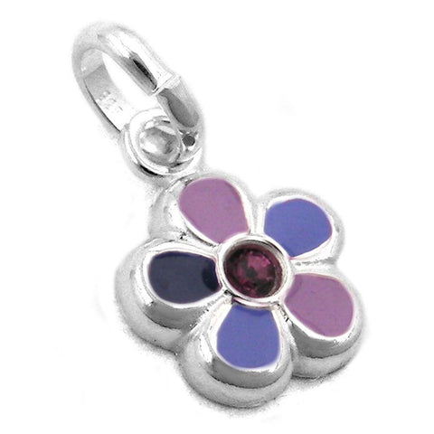 Pendant For Children Purple Flower Silver 925