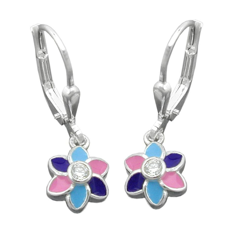 Leverbacks Flower Multicolor Silver 925