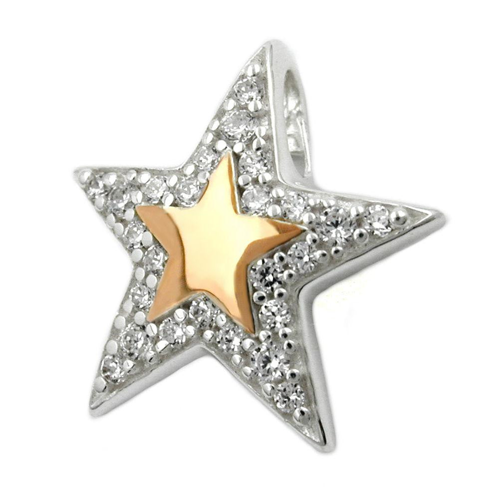 Pendant Star With Zirconia & Red-gold Plating Silver 925
