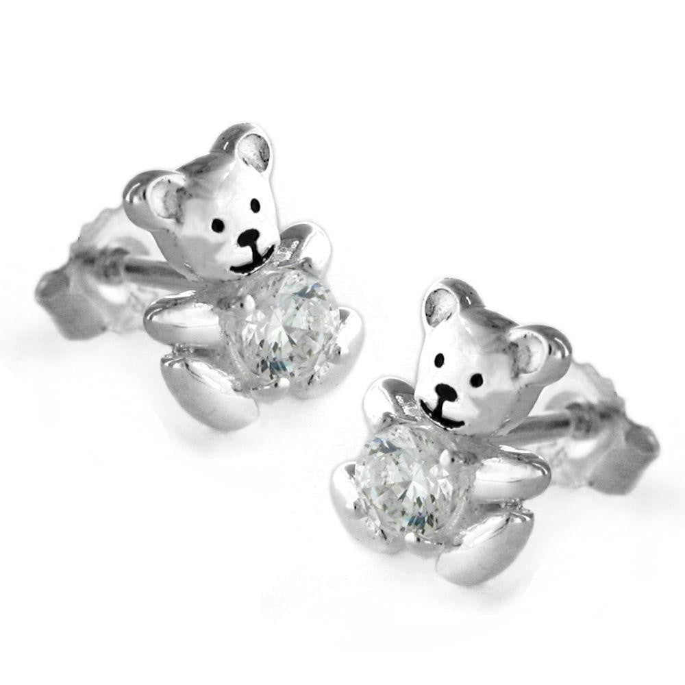 Ear Studs Little Bear With Zirconia Silver 925