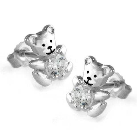 Ear Studs Little Bear With Zirconia Silver 925