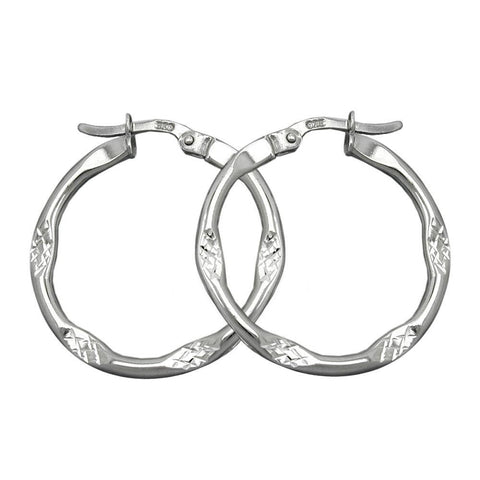 Hoop Earrings Diamond Cut Silver 925