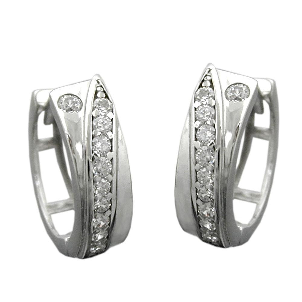 Hoop Earrings With Zirconias Silver 925