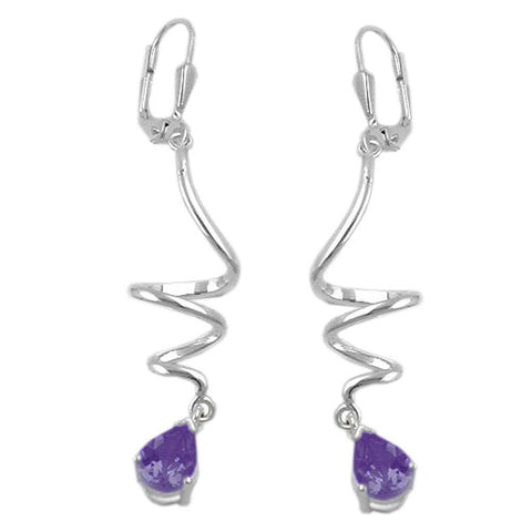 Leverback Earrings Spiral Amethyst Silver 925