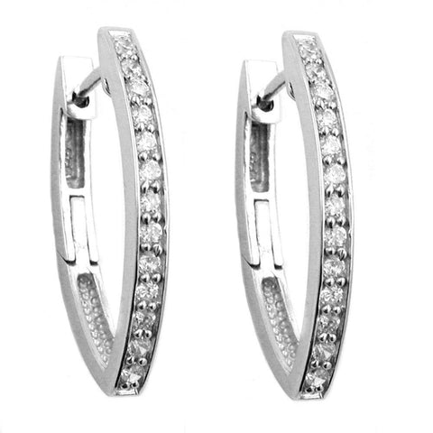 Hoop Earrings White Zirconia Silver 925