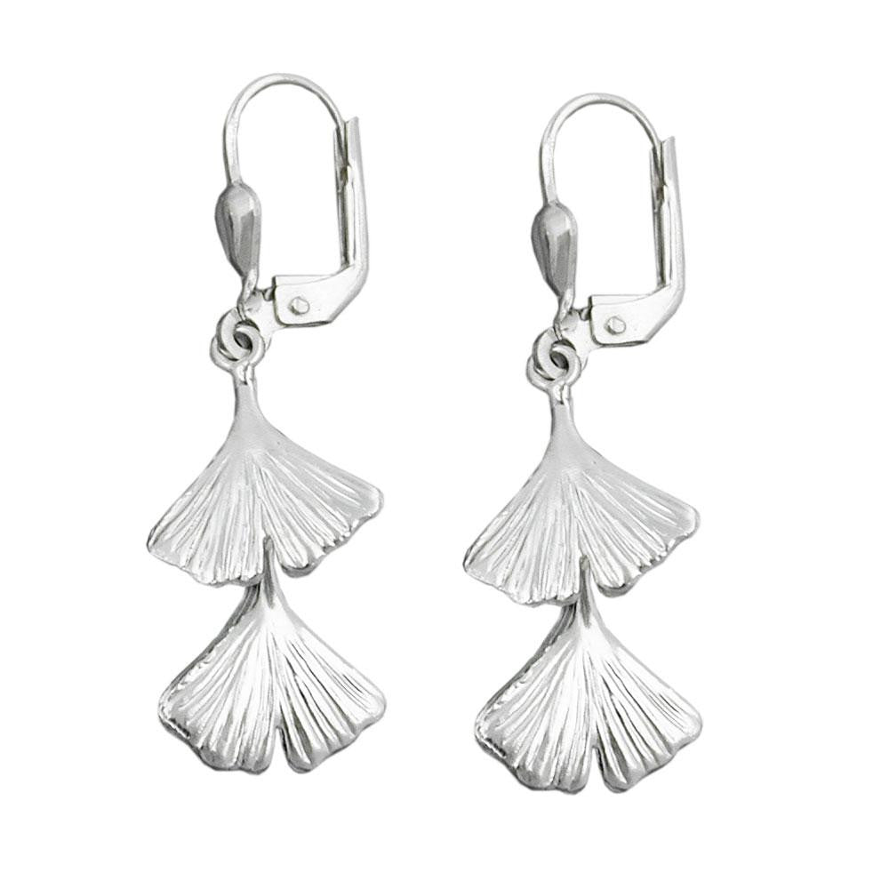 Leverback Earrings Ginkgo Leaf 925