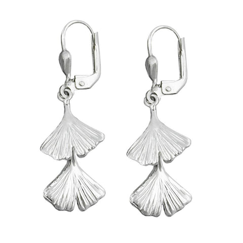 Leverback Earrings Ginkgo Leaf 925