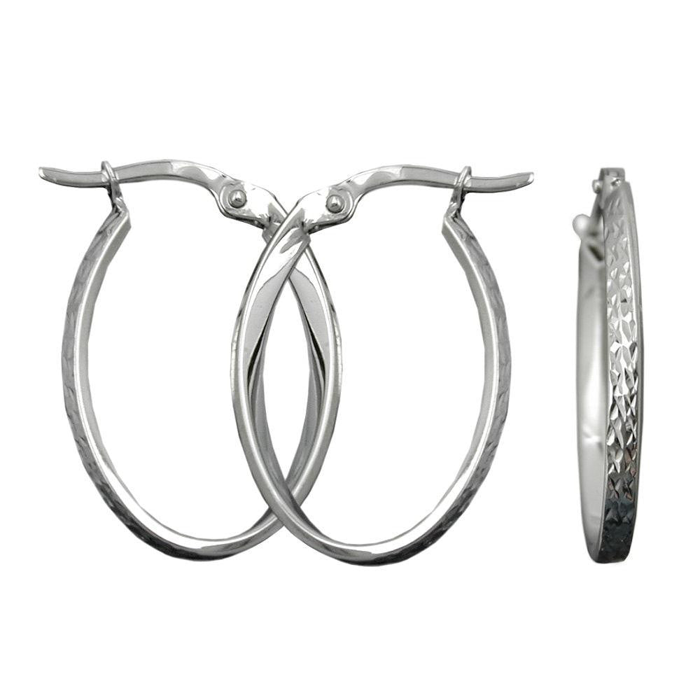 Hoop Earrings Oval Silver 925