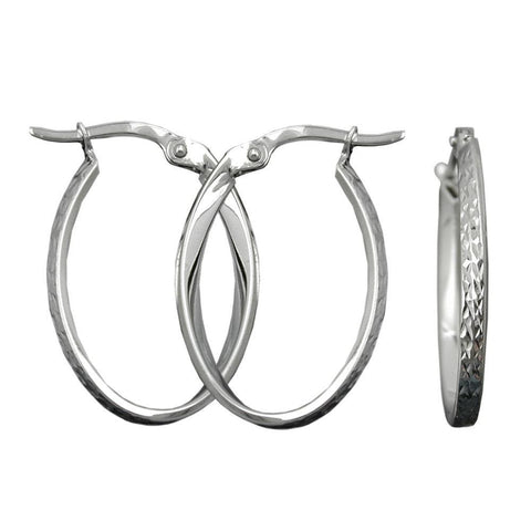 Hoop Earrings Oval Silver 925