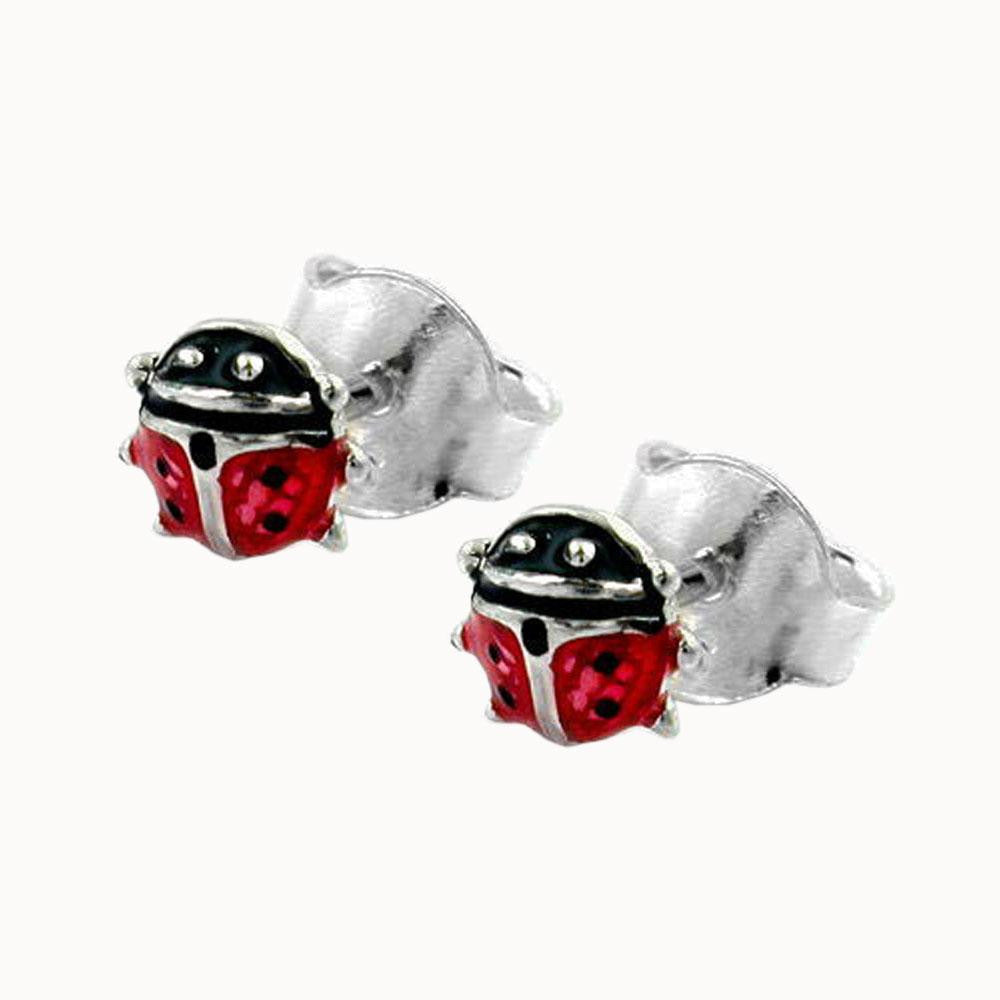 Earrings Ladybird Red Silver 925