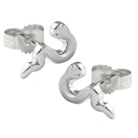 Stud Earrings Snakes Polished Silver 925