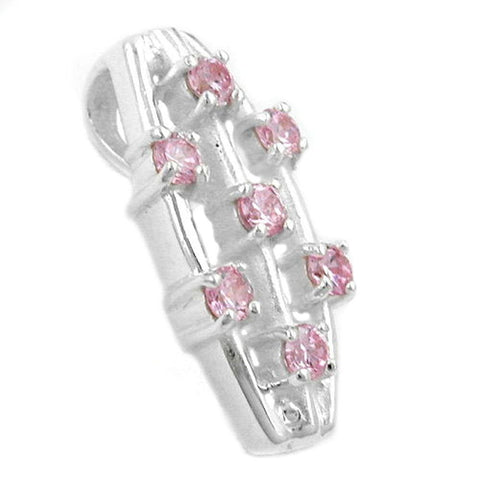 Pendant 7 Zirconia Crystals Pink Silver 925