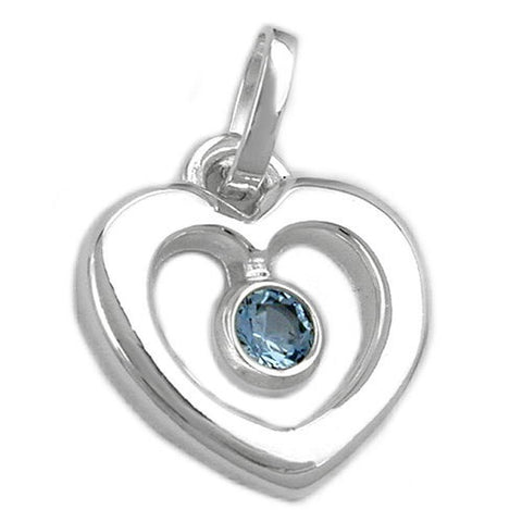 Pendant Heart Blue Topaz Silver 925