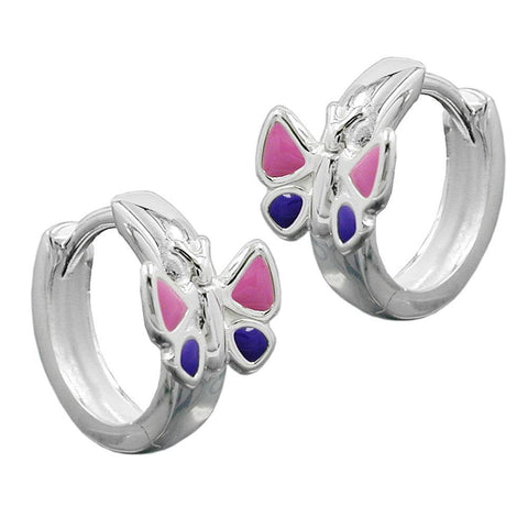 Hoop Earrings Butterfly Silver 925