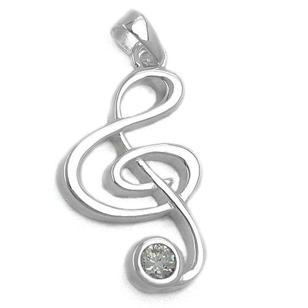 Pendant Clef With Zirconia Silver 925
