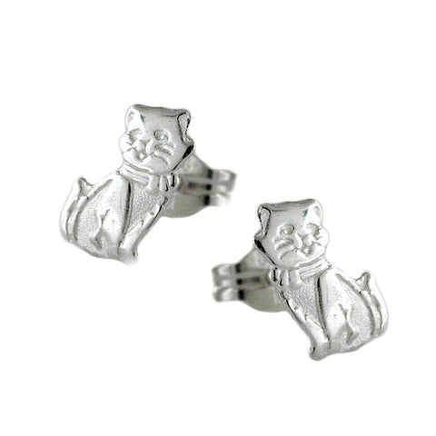 Earrings Cat Glossy Silver 925