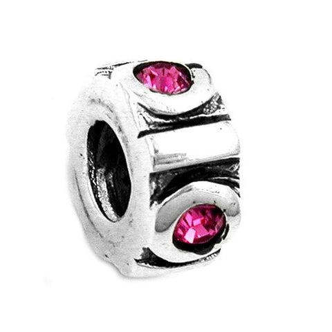 Pendant Bead Pink Glass Crystals Silver 925