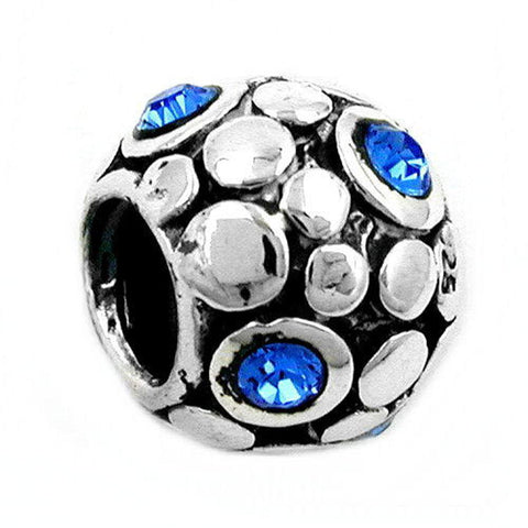 Pendant Bead Blue Glass Crystals Silver 925