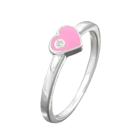 Ring, Heart-pink Zirconia, Silver 925