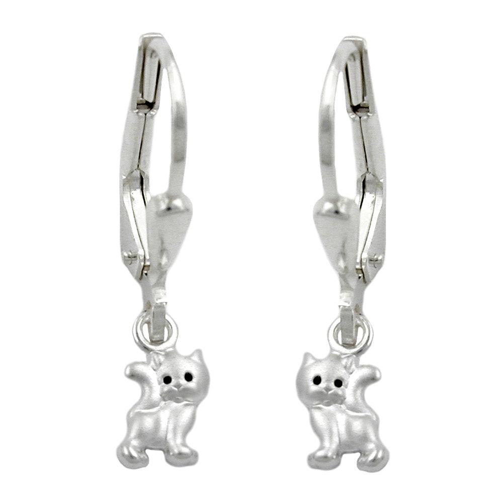 Earrings Leverback Cat Silver 925