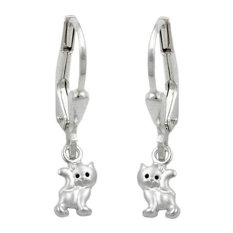 Earrings Leverback Cat Silver 925