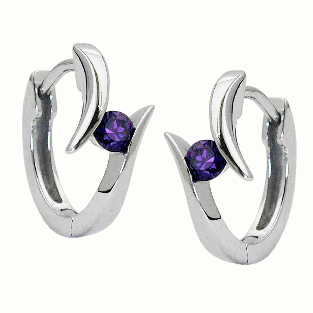 Hoop Earrings Rhodium Plated Silver 925