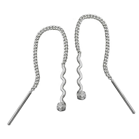 Earrings Wave Cubic Zirconia Silver 925