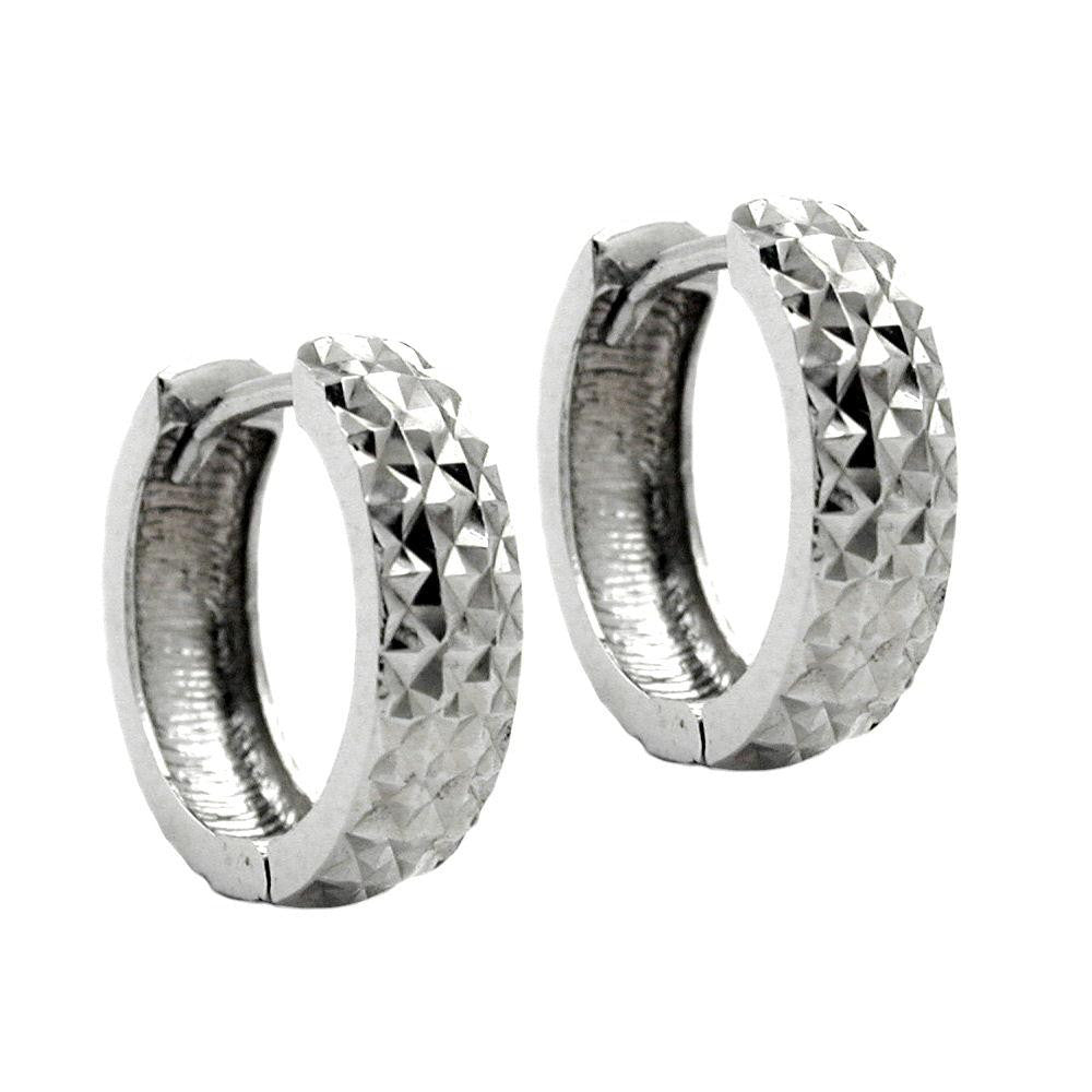 Hoop Earrings Diamond Cut Silver 925