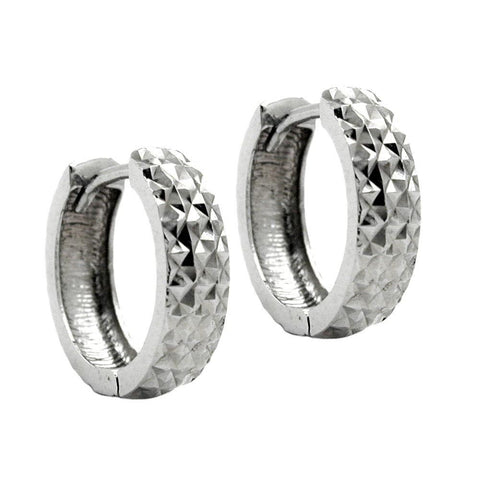 Hoop Earrings Diamond Cut Silver 925