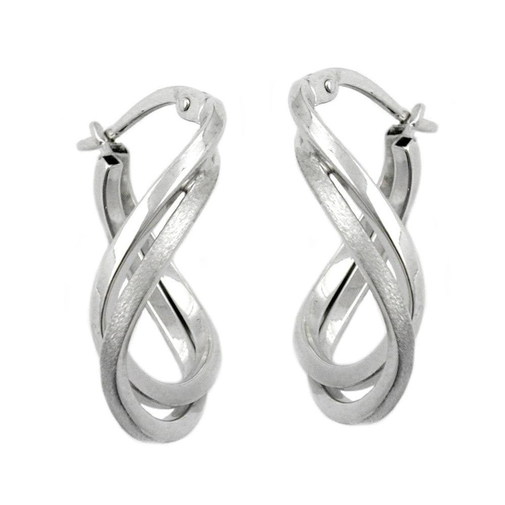 Hoop Earrings Oval & Twisted Silver 925