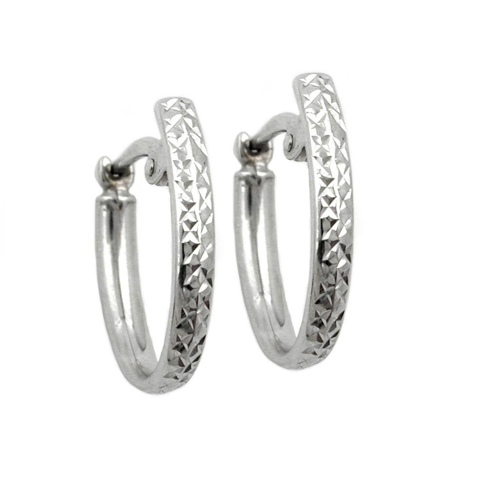 Hoop Earrings Diamond Cut Silver 925