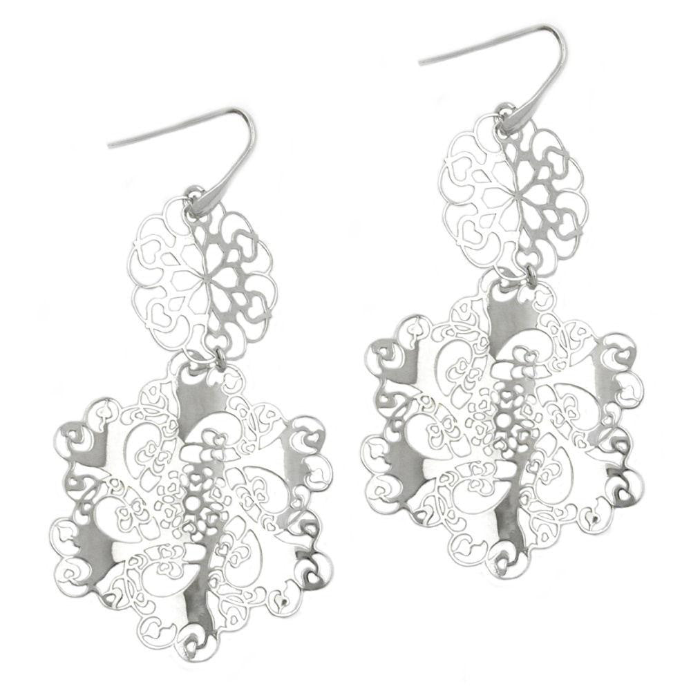 Hook Earrings Flowers Silver 925