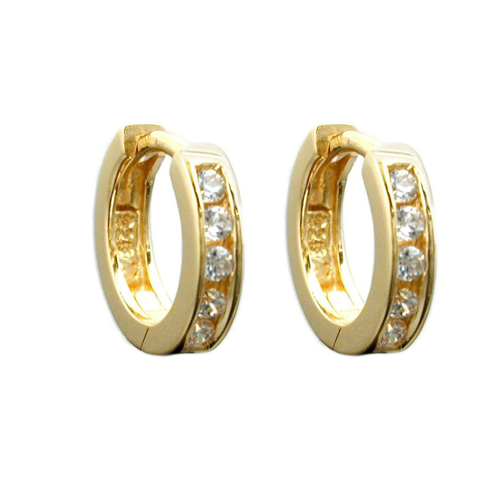 Hoop Earrings Gold Plated Zirconia Silver 925