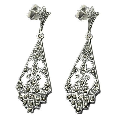 Stud Earrings Marcasite Silver 925
