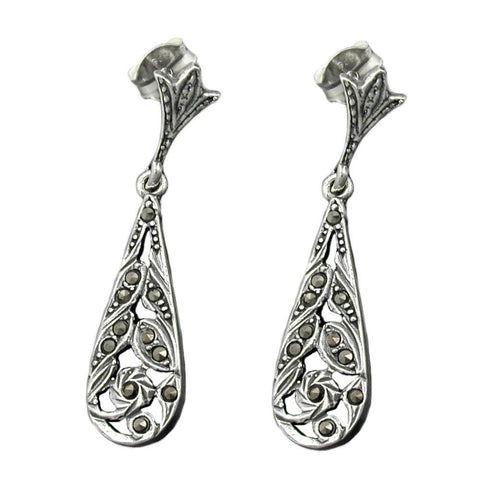Stud Earrings Marcasite Silver 925