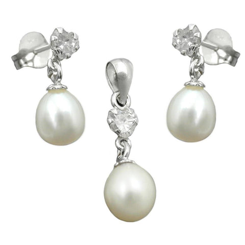 Pendant And Earrings Pearl Silver 925