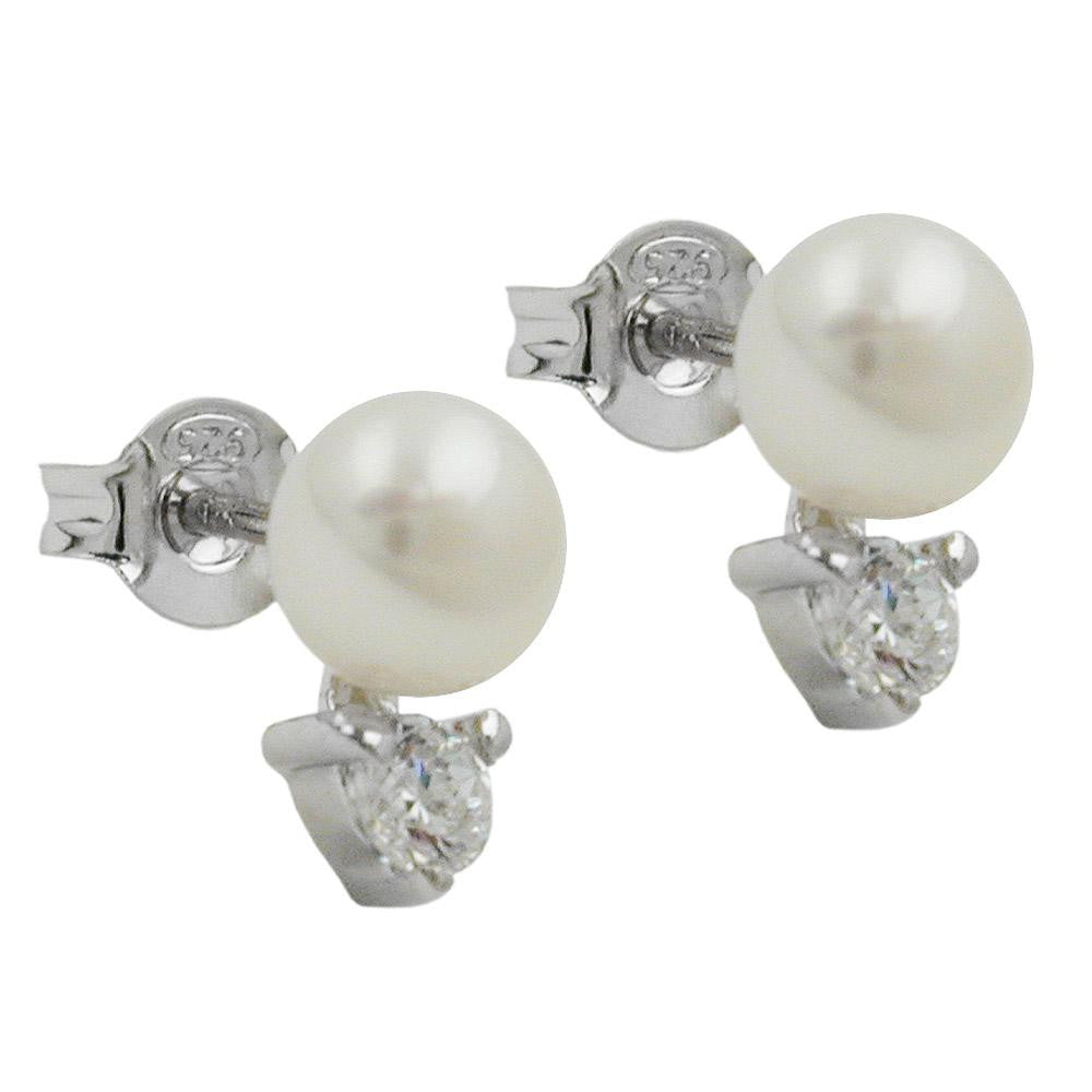 Earrings Studs Pearl Zirconia Silver 925