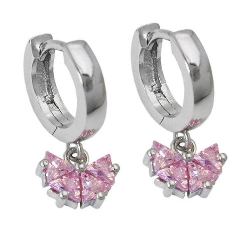 Hoop Earrings Zirconia Pink Silver 925