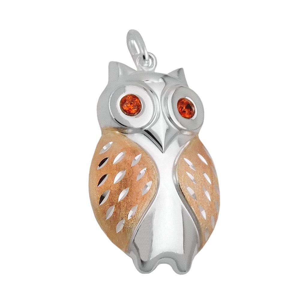Pendant Owl Matt-polished Silver 925