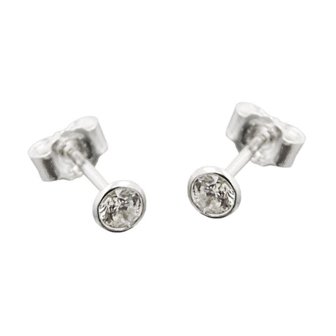 Earring Studs Zirconia White Silver 925