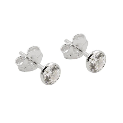 Earring Studs Zirconia White Silver 925