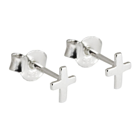 Earrings Studs Small Cross Silver 925