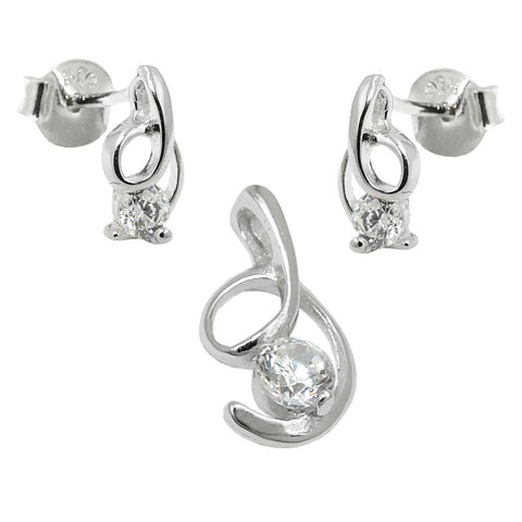 Set Pendant-studs Zirconia Silver 925