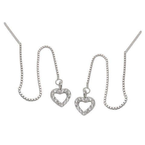 Earrings Chain Heart Silver 925