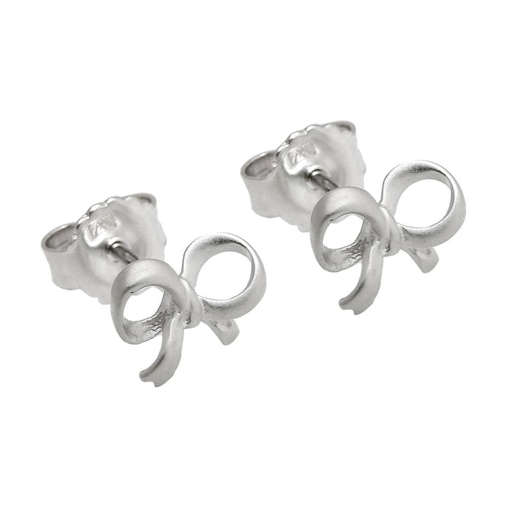 Earring Studs Bow Matted Silver 925