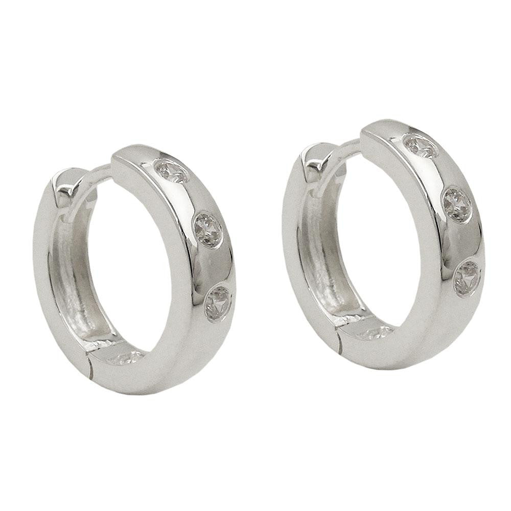 Hoop Earrings With Zirconia Silver 925