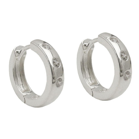 Hoop Earrings With Zirconia Silver 925